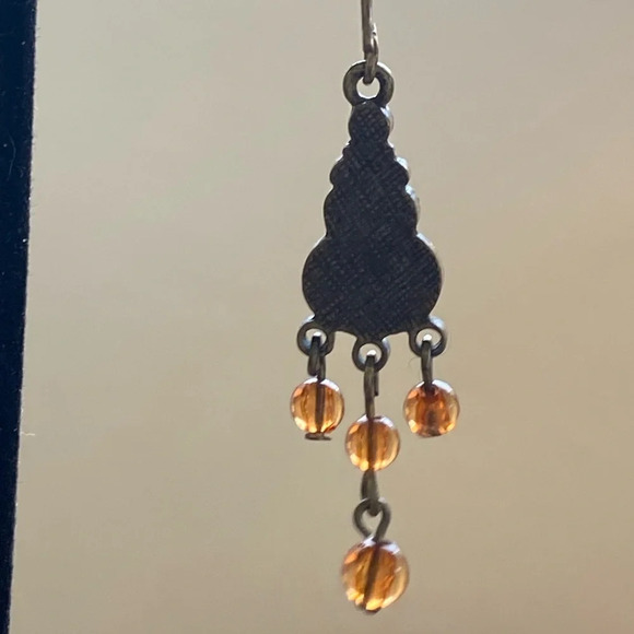 Brass and amber dangle earrings - Picture 2 of 8